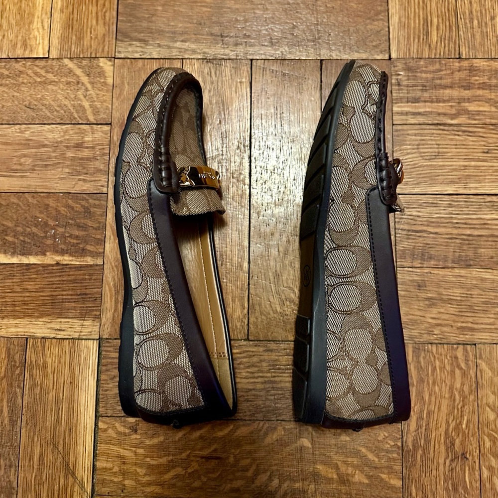 LIKE NEW Coach Signature Brown and Tan Loafers - Picture 2 of 6